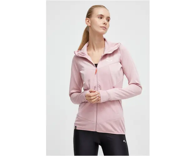 Salewa hanorac Puez Hybrid culoarea roz, cu gluga, modelator