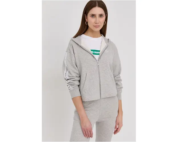Karl Lagerfeld hanorac de bumbac femei, culoarea gri, cu imprimeu