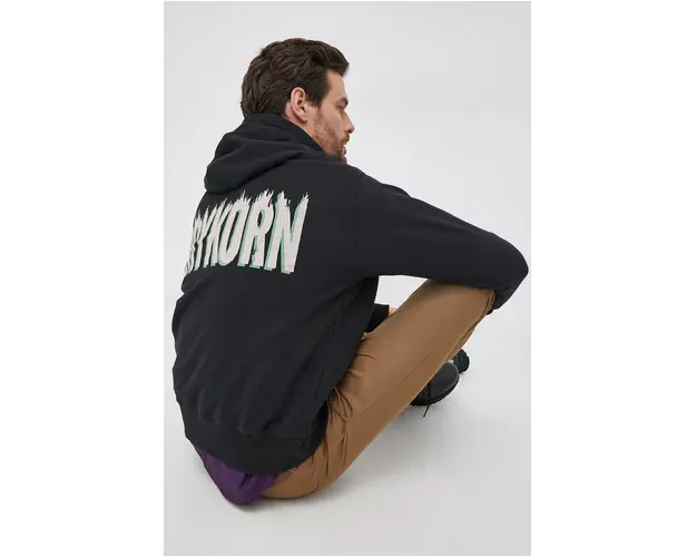 Drykorn Bluza Bradley Flame barbati, culoarea negru, cu imprimeu