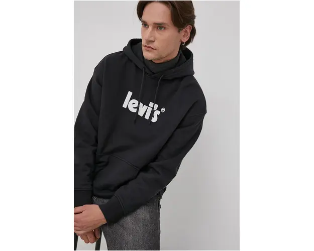 Levi's hanorac de bumbac barbati, culoarea negru, cu imprimeu 38479.0079-Blacks