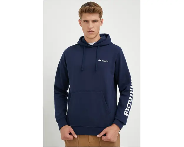 Columbia bluza barbati, culoarea albastru marin, cu gluga, cu imprimeu