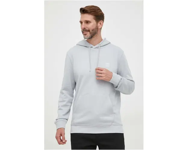BOSS hanorac de bumbac CASUAL barbati, culoarea gri, cu gluga, uni 50468445