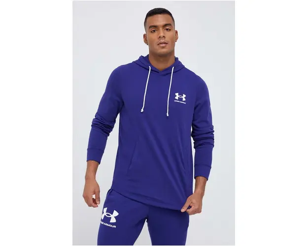 Under Armour bluza barbati, culoarea violet, cu gluga, cu imprimeu