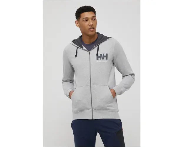 Helly Hansen hanorac de bumbac barbati, culoarea gri, cu imprimeu 34163