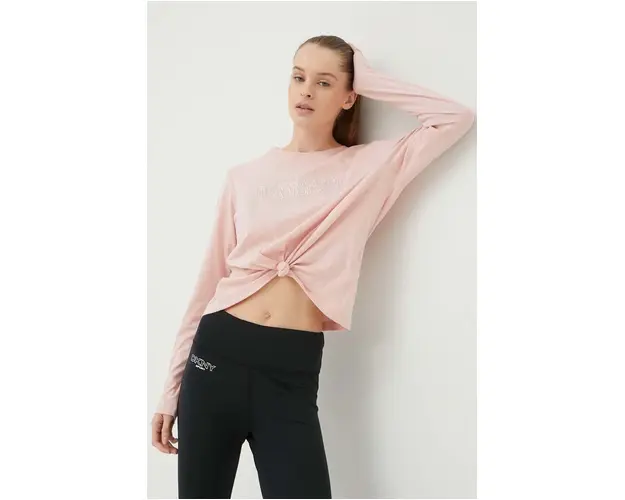 Dkny longsleeve din bumbac culoarea roz