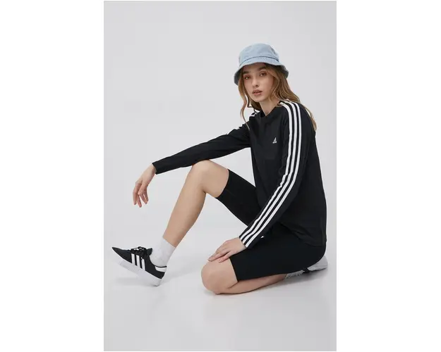 adidas longsleeve din bumbac HF7261 culoarea negru