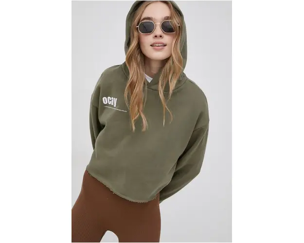 OCAY hanorac de bumbac femei, culoarea verde, cu imprimeu