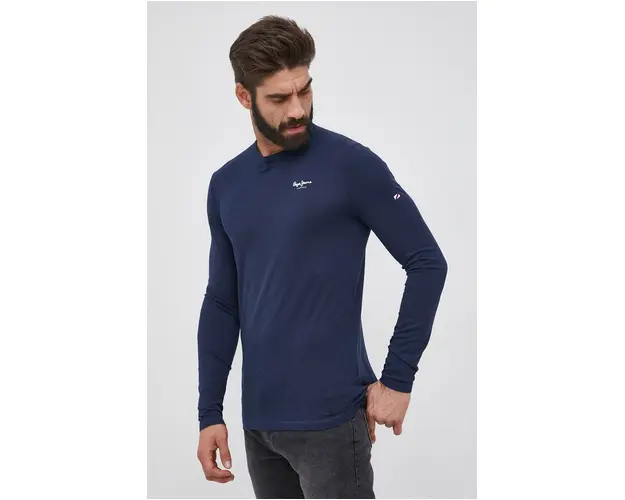 Pepe Jeans longsleeve Original Basic 2 Long N barbati, culoarea albastru marin, neted