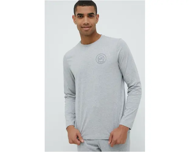 MICHAEL Michael Kors longsleeve din bumbac culoarea gri, melanj