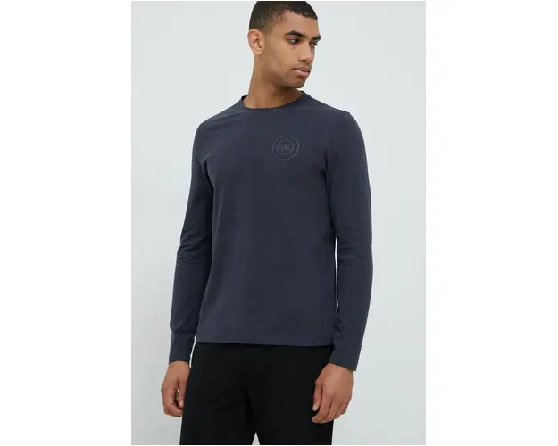 MICHAEL Michael Kors longsleeve din bumbac culoarea albastru marin, melanj