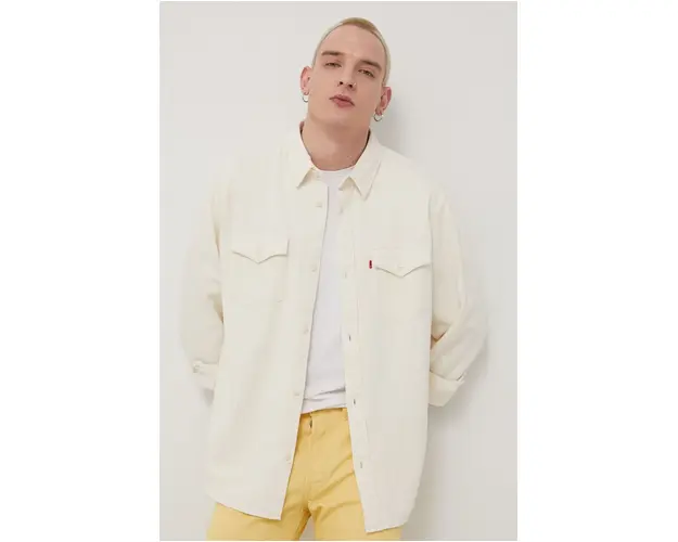 Levi's camasa barbati, culoarea bej, cu guler clasic, relaxed