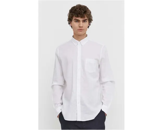 Samsoe Samsoe camasa de in barbati, culoarea alb, cu guler button-down, regular
