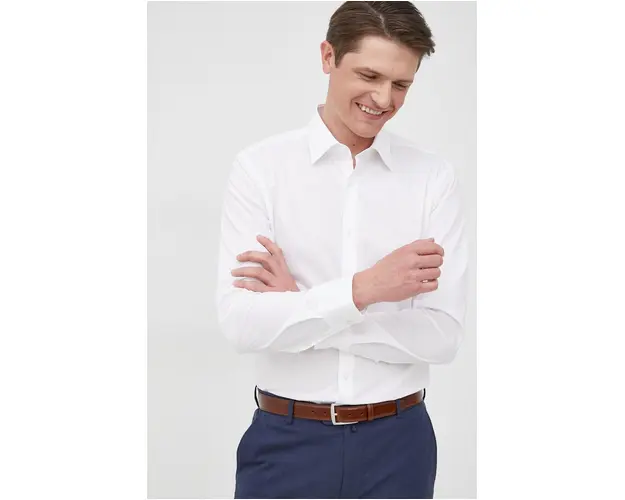 BOSS camasa barbati, culoarea alb, cu guler clasic, slim 50469345