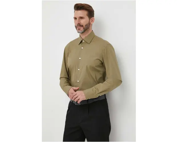 BOSS camasa barbati, culoarea verde, cu guler clasic, slim 50469345