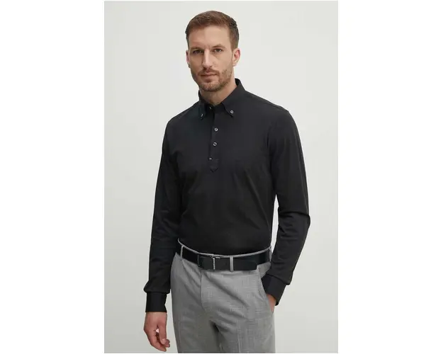 Michael Kors longsleeve din bumbac culoarea gri, neted