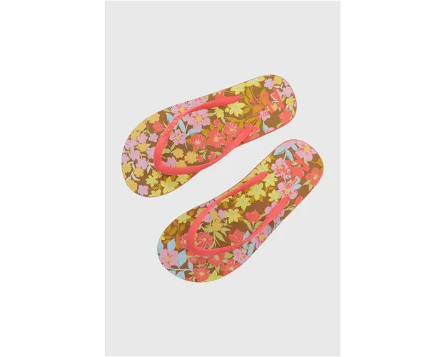 Billabong slapi femei, culoarea portocaliu, cu toc plat