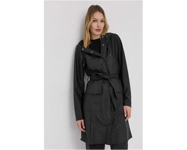 Rains geaca 18130 Curve Jacket femei, culoarea negru, de tranzitie 18130.01-Black