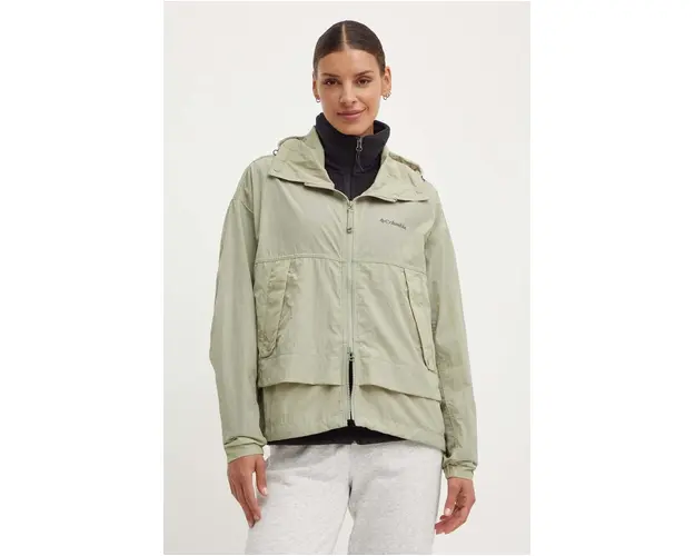 Columbia windbreaker TERREX Paracutie culoarea verde, de tranzitie, oversize 1989441