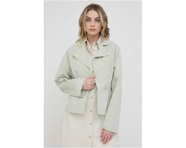 Dkny geaca femei, culoarea verde, de tranzitie