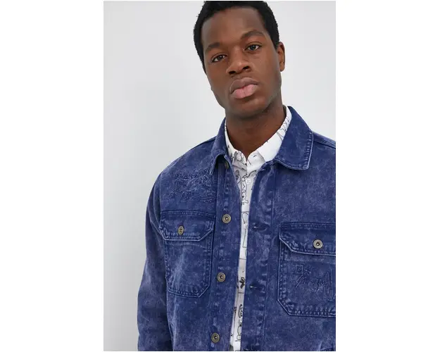 Desigual geaca jeans barbati, de tranzitie, oversize