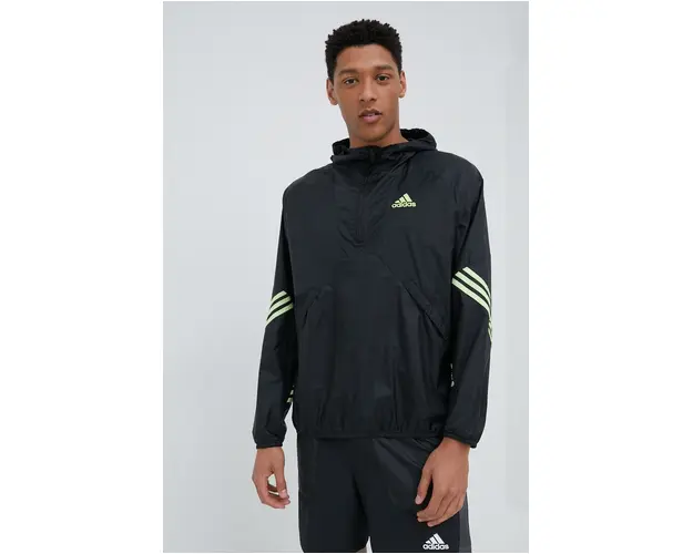 adidas Performance windbreaker culoarea negru, de tranzitie, oversize