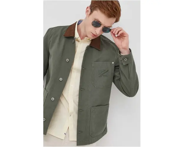 Pepe Jeans geaca Linus barbati, culoarea verde, de tranzitie
