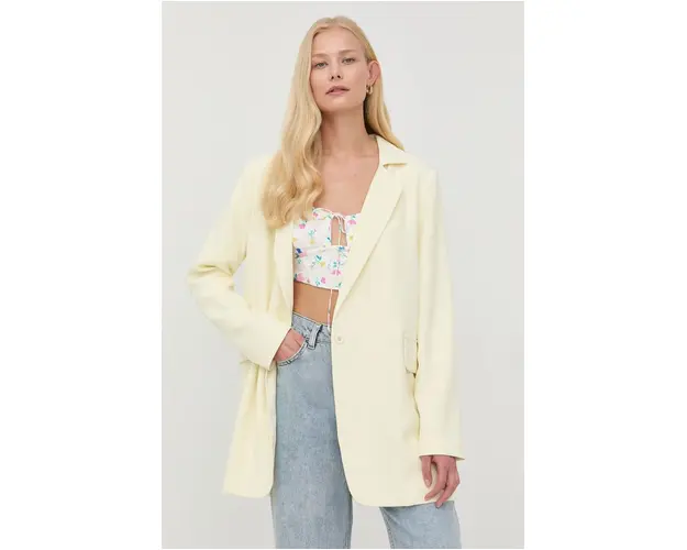 For Love & Lemons sacou culoarea galben, oversize, neted