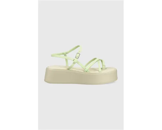 Vagabond Shoemakers sandale de piele Courtney femei, culoarea verde, cu platforma