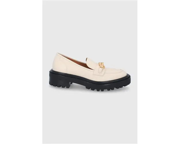 Tory Burch Mocasini de piele femei, culoarea crem, cu platforma