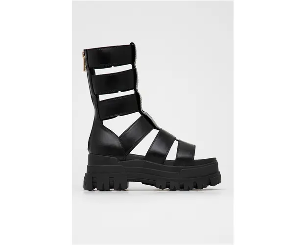 Buffalo sandale femei, culoarea negru, cu platforma