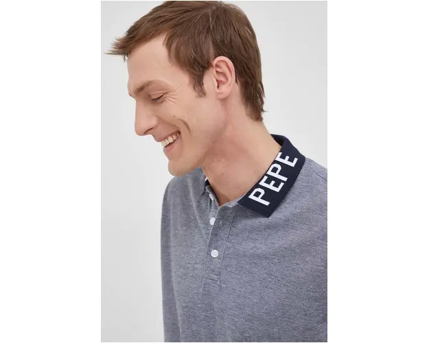 Pepe Jeans polo de bumbac Fabrice D culoarea albastru marin, modelator