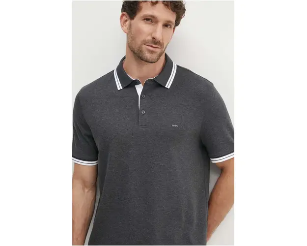 Michael Kors polo de bumbac culoarea gri, neted