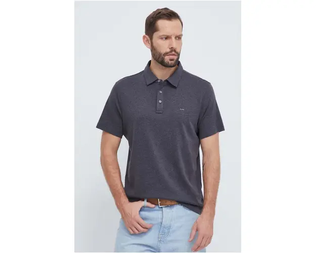 Michael Kors polo de bumbac culoarea gri, melanj