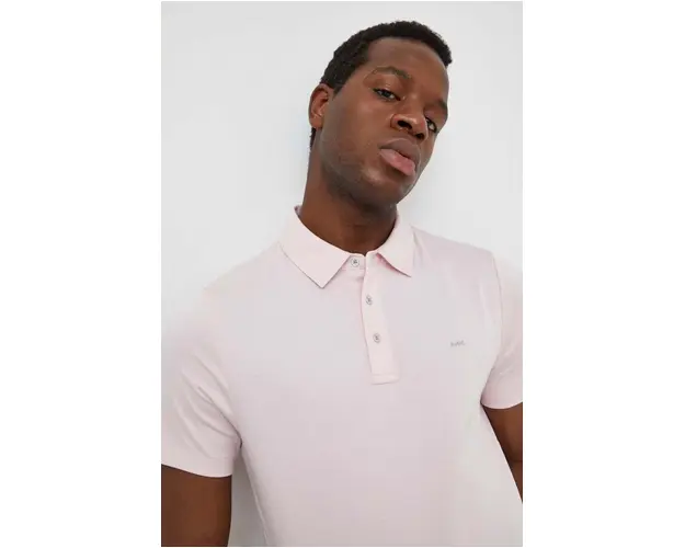 Michael Kors polo de bumbac culoarea roz, neted