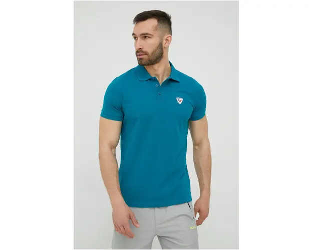 Rossignol polo de bumbac culoarea verde, neted