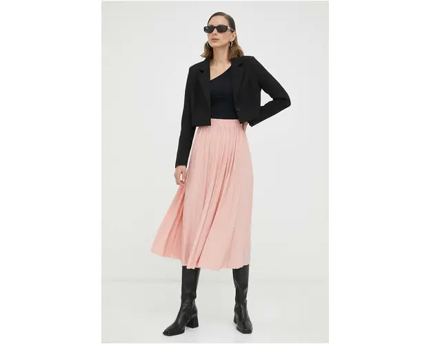 Samsoe Samsoe fusta culoarea roz, midi, evazati