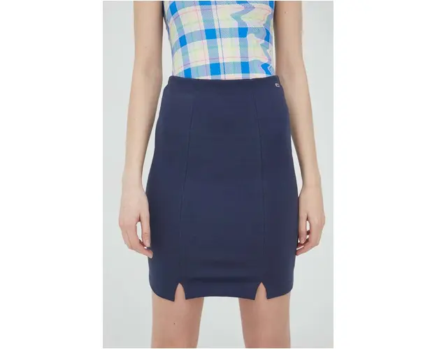 Tommy Jeans fusta culoarea albastru marin, mini, creion