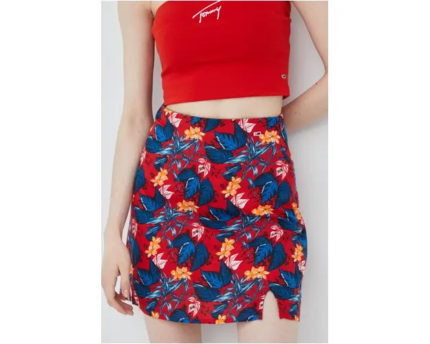 Tommy Jeans fusta culoarea rosu, mini, evazati