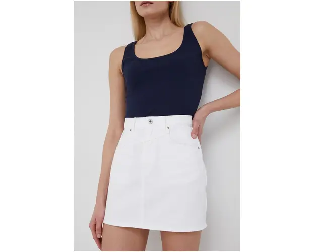 Pepe Jeans fusta din bumbac denim Rachel Skirt culoarea alb, mini, drept