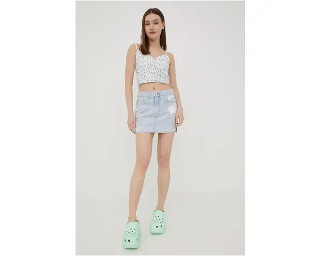 Superdry fusta jeans mini, drept