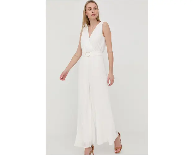 Morgan salopeta culoarea alb, cu decolteu in v