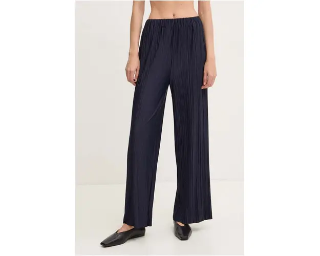 Samsoe Samsoe pantaloni femei, culoarea albastru marin, lat, high waist