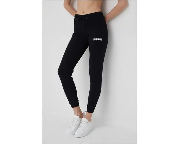Napapijri pantaloni femei, culoarea negru, cu imprimeu NP0A4G8Y0411-001