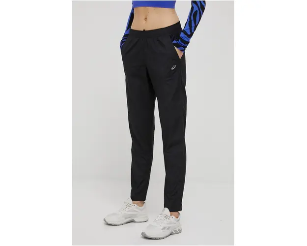 Asics pantaloni de alergare Core femei, culoarea negru, neted