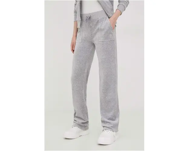 Juicy Couture pantaloni de trening femei, culoarea gri, melanj