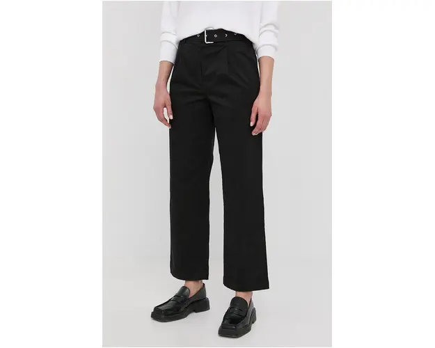 MICHAEL Michael Kors pantaloni femei, culoarea negru, lat, high waist