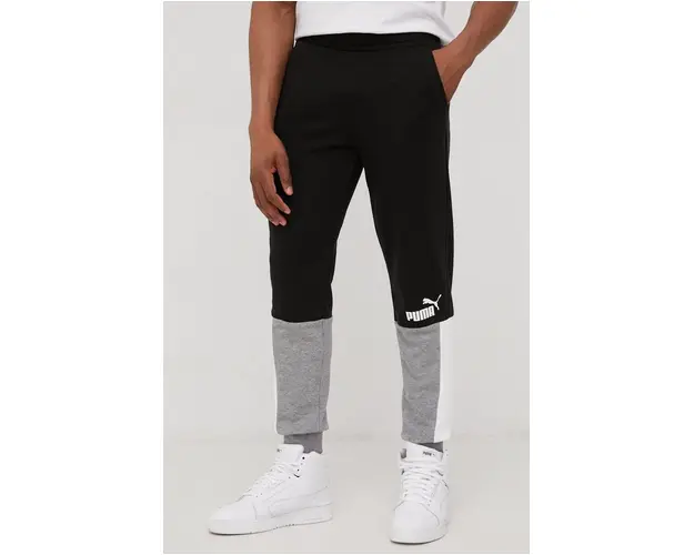 Puma pantaloni de trening 848007 barbati, culoarea negru, cu imprimeu 848007