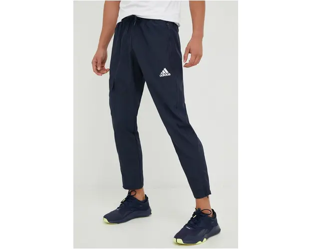 adidas pantaloni de trening barbati, culoarea albastru marin, neted