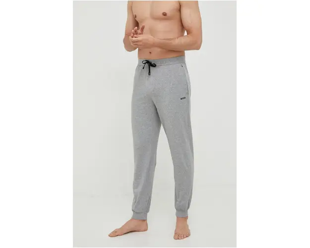 BOSS pantaloni de pijama barbati, culoarea gri, cu imprimeu 50469538