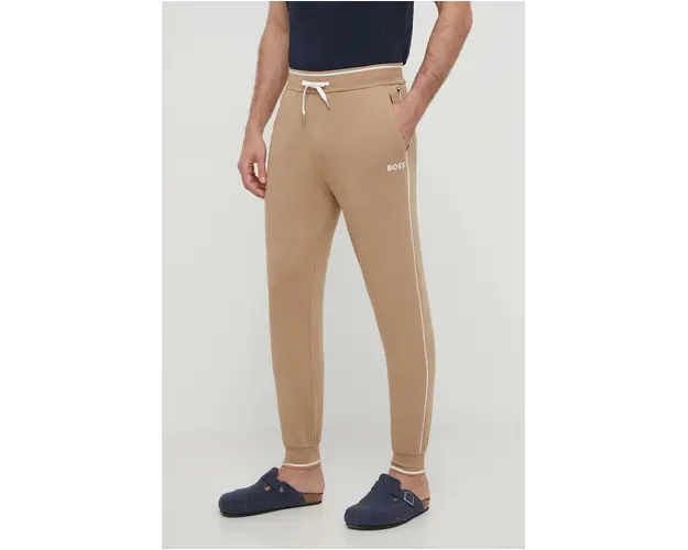 BOSS pantaloni de lounge culoarea bej, cu imprimeu 50469710